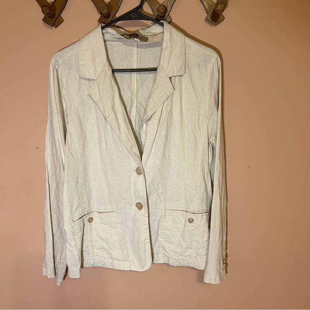 Women’s 100% Linen Button Front Blazer Jacket